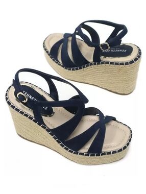 Kenneth Cole Solace Women's Navy Wedge Sandals 9.5